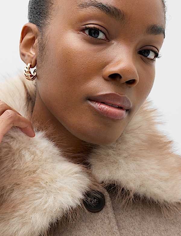 Faux Fur Trim Short Coat - MV
