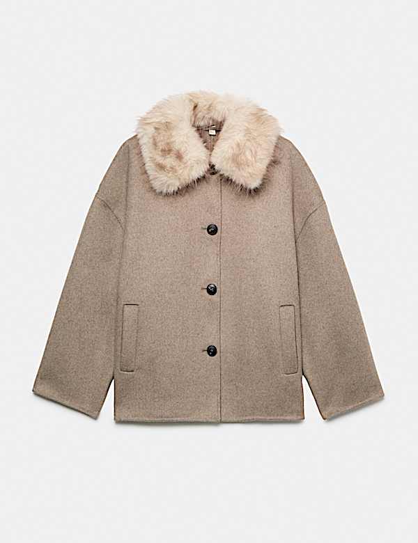 Faux Fur Trim Short Coat - MV