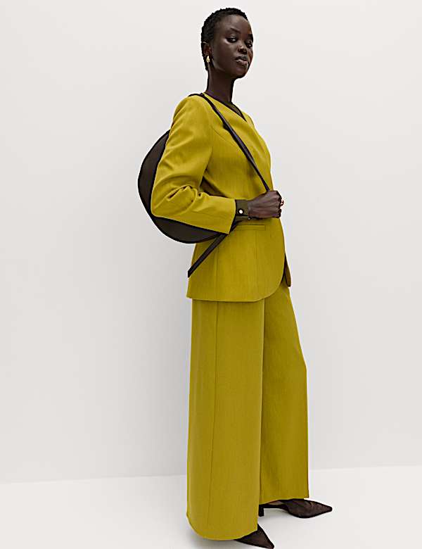 Sculpted Waisted Collarless Tailored Jacket - MX