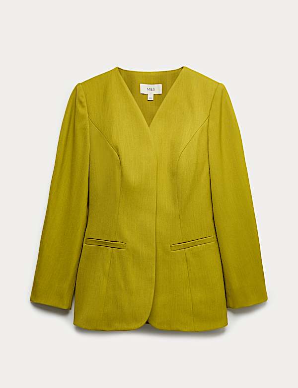 Sculpted Waisted Collarless Tailored Jacket - MX