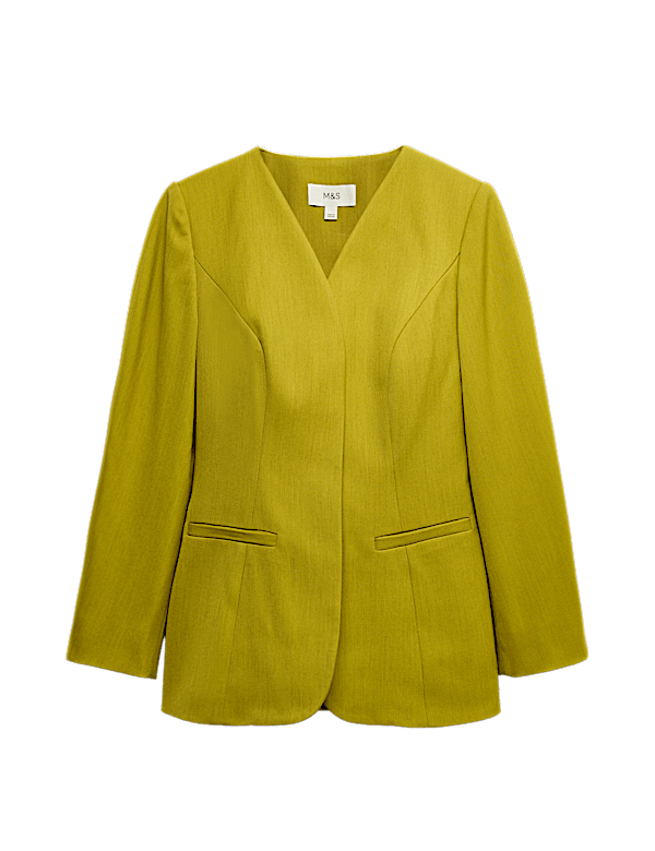 Sculpted Waisted Collarless Tailored Jacket