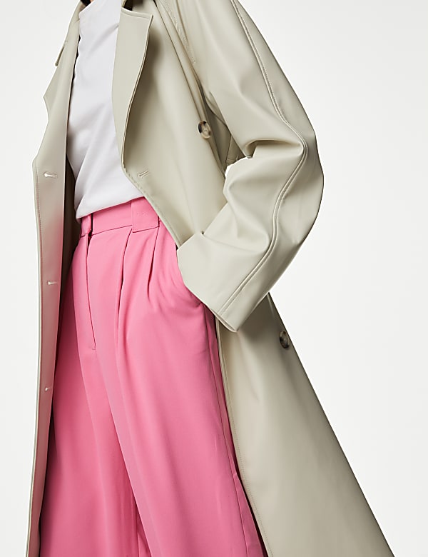 Crepe Pleat Front Straight Leg Trousers