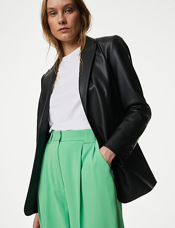 Crepe Pleat Front Straight Leg Trousers - BE