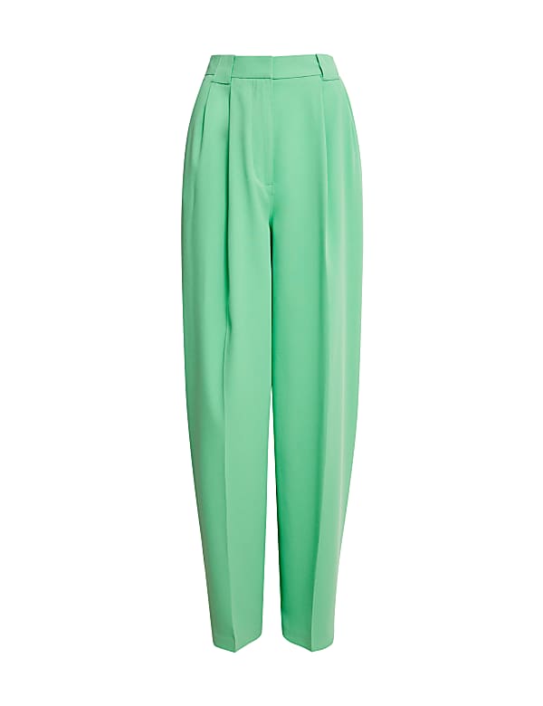 Crepe Pleat Front Straight Leg Trousers - BE