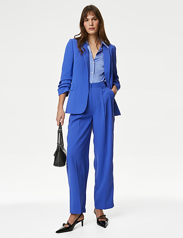 Crepe Pleat Front Straight Leg Trousers - SE