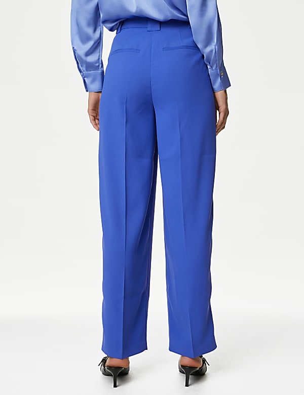 Crepe Pleat Front Straight Leg Trousers