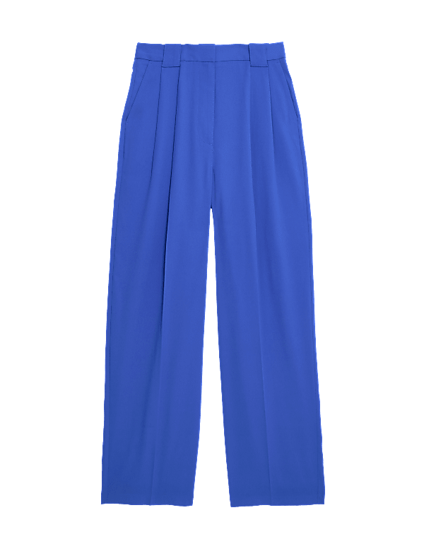 Crepe Pleat Front Straight Leg Trousers