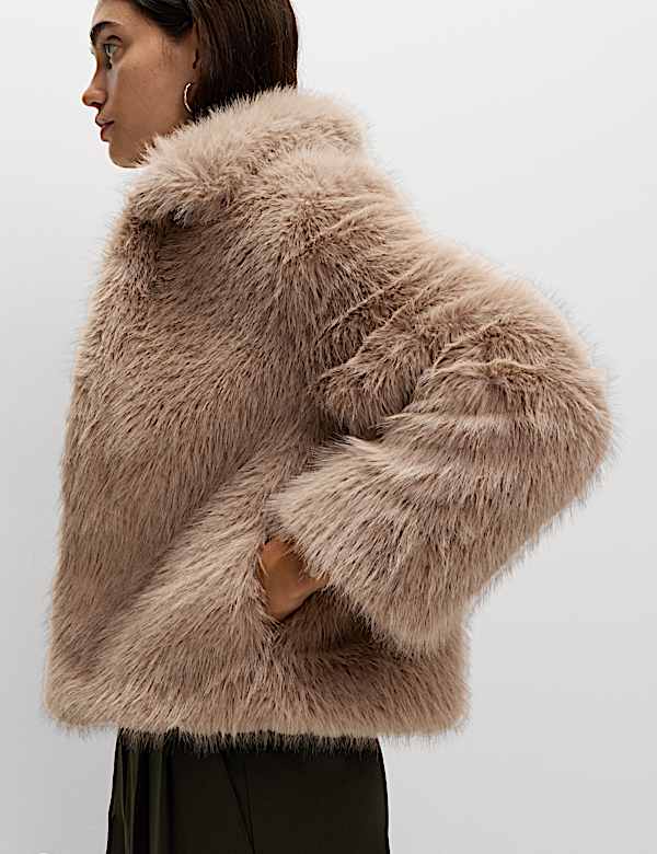 Faux Fur Collared Short Jacket - LU