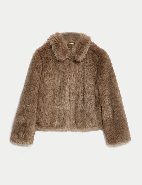 Faux Fur Collared Short Coat - AU