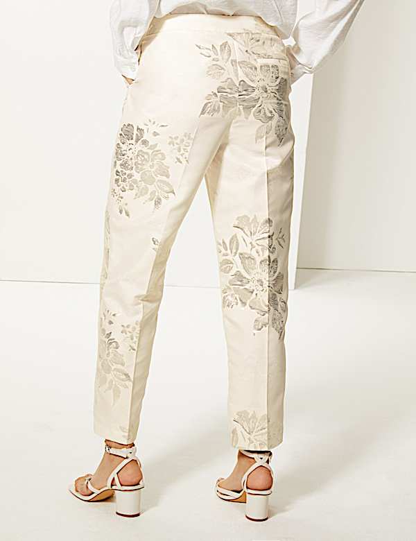 Jacquard Straight Leg Ankle Grazer Trousers