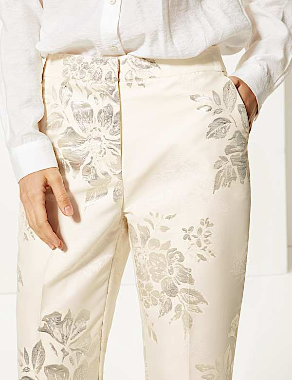 Jacquard Straight Leg Ankle Grazer Trousers