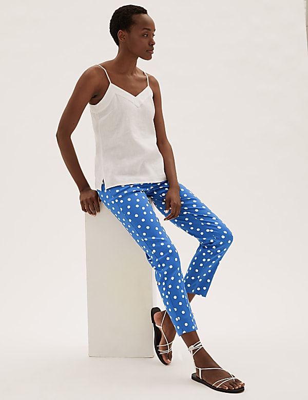 Mia Slim Cotton Polka Dot 7/8 Trouser