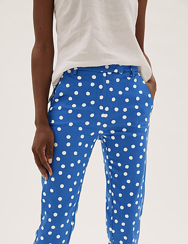 Mia Slim Cotton Polka Dot 7/8 Trouser