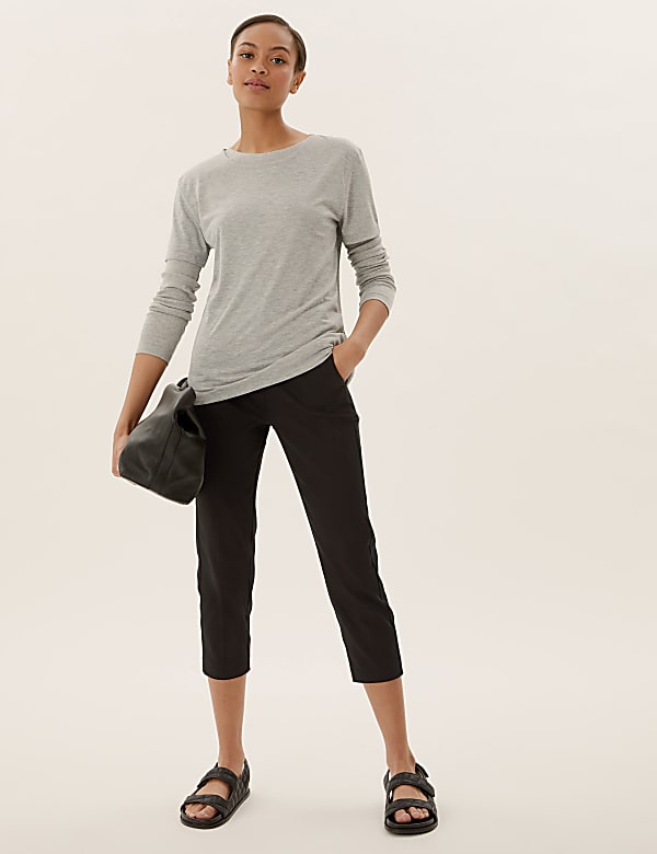Buy Slim Fit Cropped Trousers at Marks Spencer