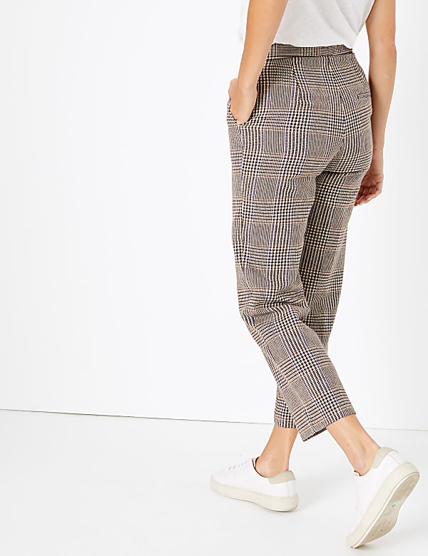 Evie Checked Straight Leg 7/8th Trousers