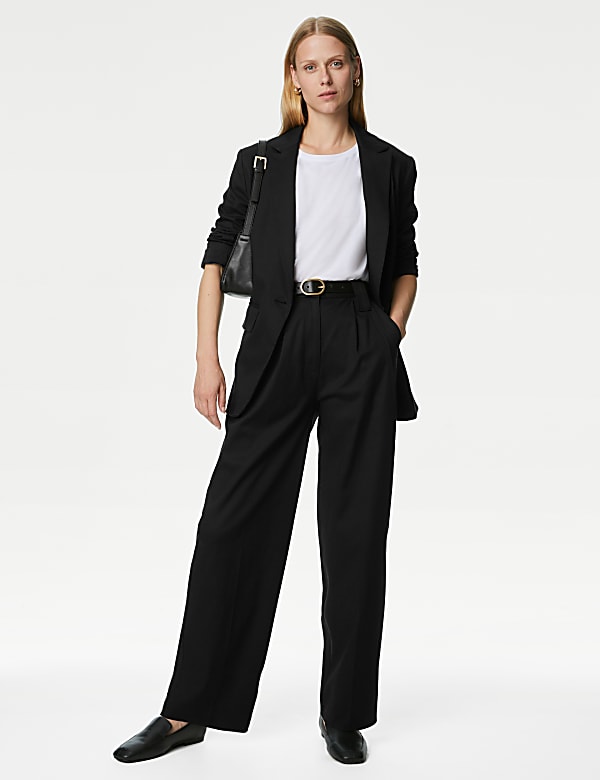 PLEATED LYOCELL-LINEN TROUSERS