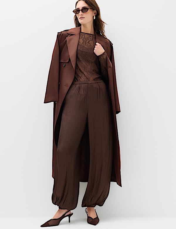 Satin Elasticated Waist Balloon Trousers - CA