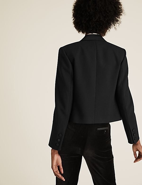 Double Breasted Cropped Tuxedo Jacket