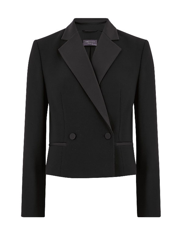 Double Breasted Cropped Tuxedo Jacket