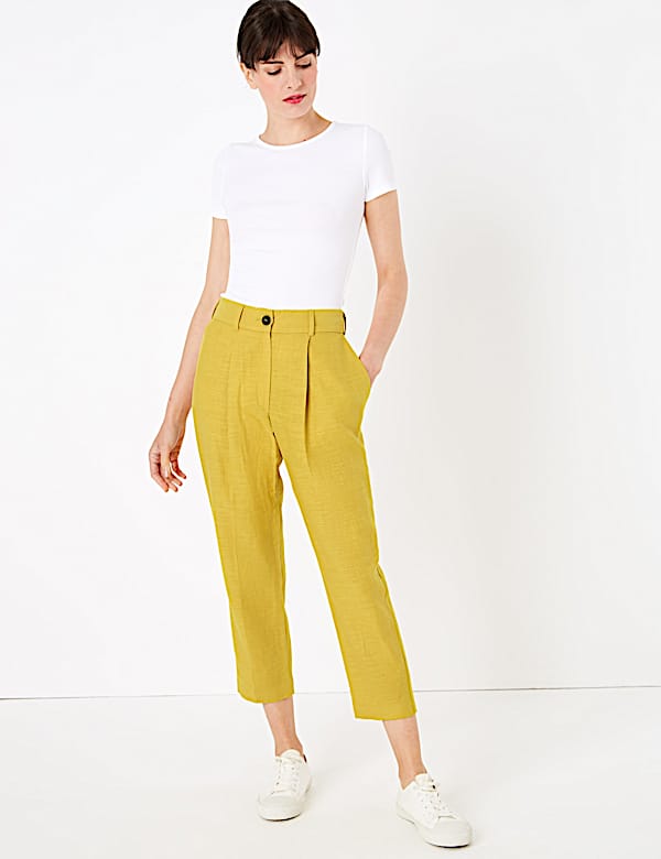 Linen Rich Tapered 7/8 Trousers