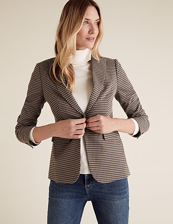 Buy Slim Checked Single Breasted Blazer at Marks Spencer
