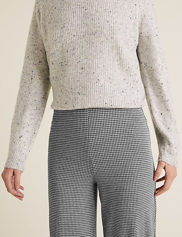 Jersey Dogtooth Wide Leg Trousers