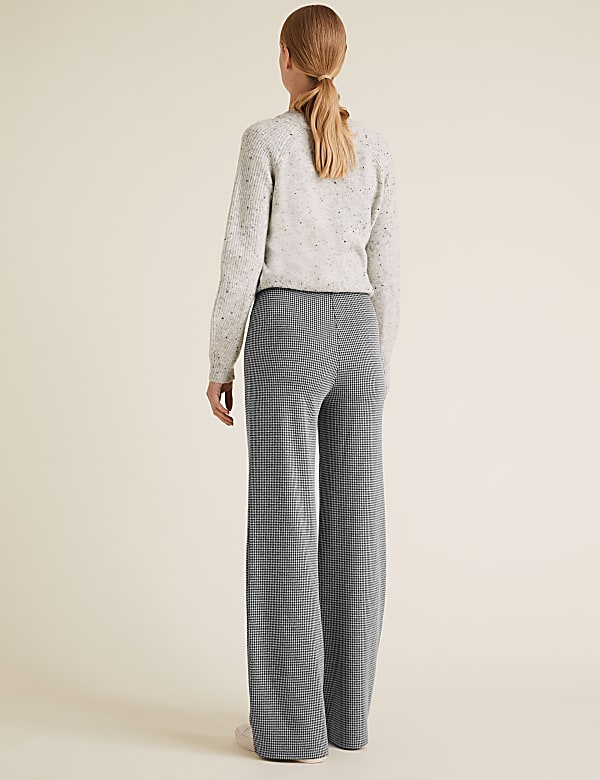 Jersey Dogtooth Wide Leg Trousers