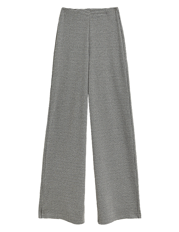 Jersey Dogtooth Wide Leg Trousers