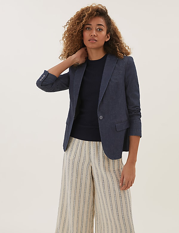 Denim Single Breasted Blazer