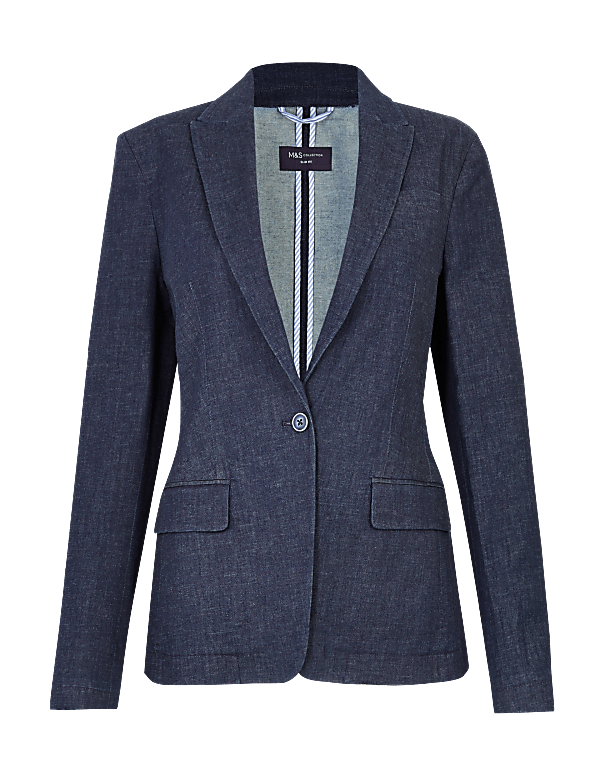 Denim Single Breasted Blazer
