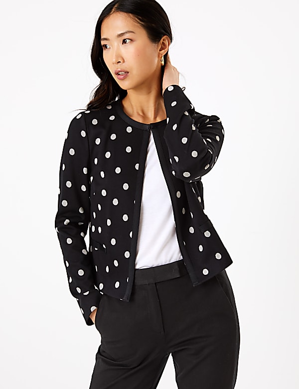 Jersey Slim Polka Dot Jacket