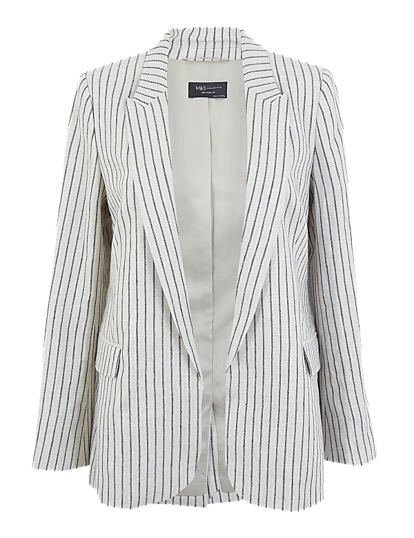 Buy Pure Linen Striped Single Breasted Blazer at Marks Spencer