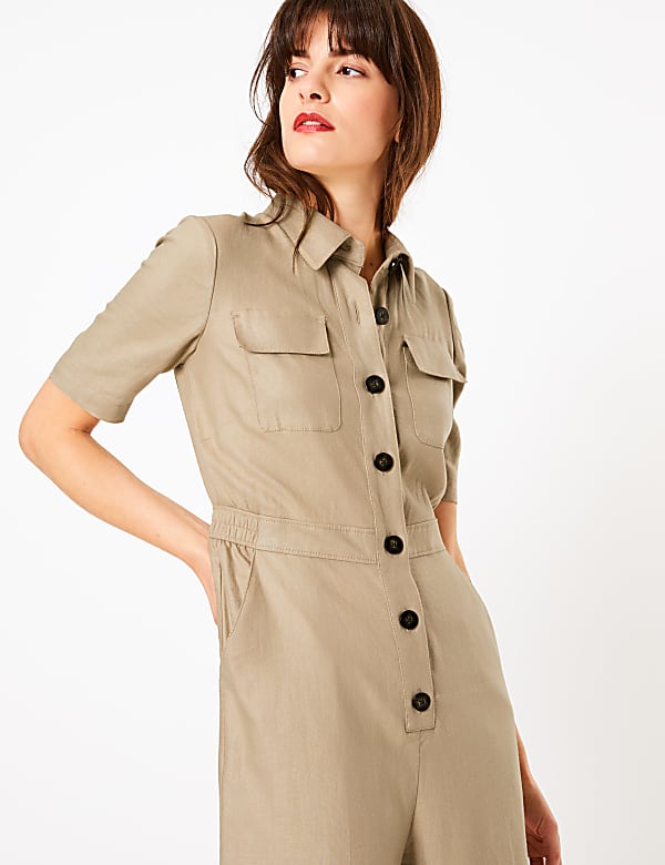 Linen Rich Utility Jumpsuit