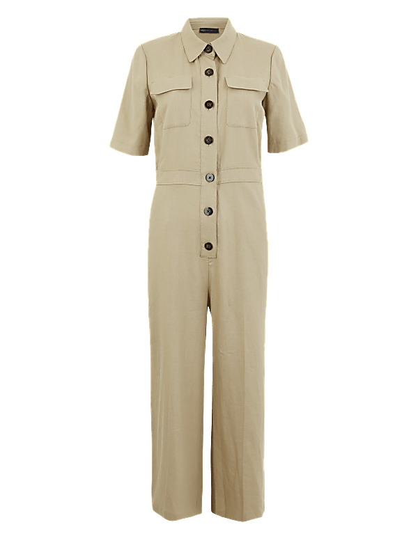 Buy Linen Rich Utility Jumpsuit at Marks Spencer