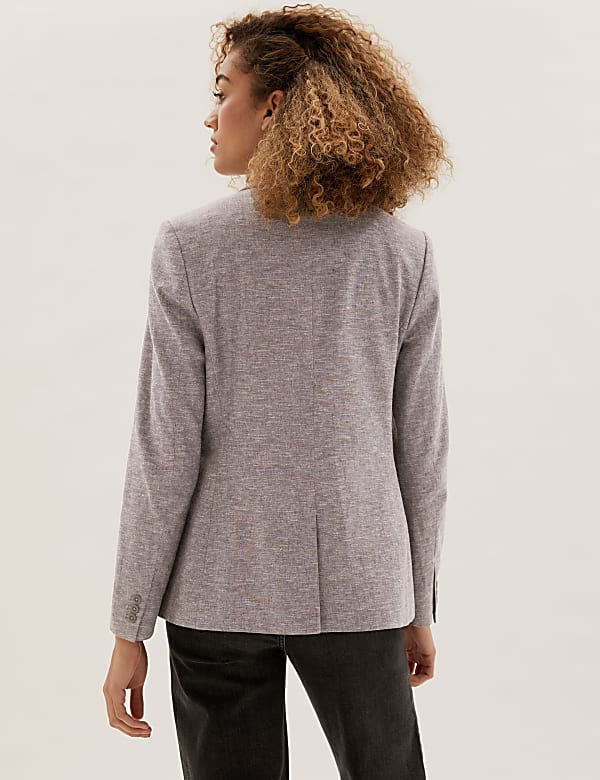 Linen Blend Single Breasted Blazer