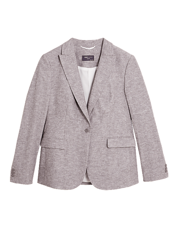 Linen Blend Single Breasted Blazer