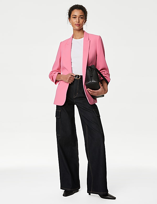 Ruched Sleeve Blazer