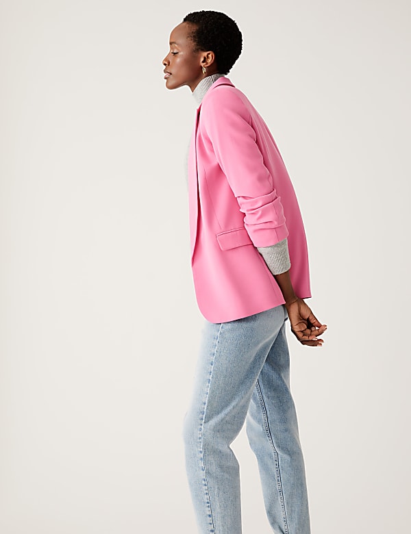 Ruched Sleeve Blazer