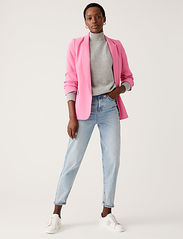 Ruched Sleeve Blazer