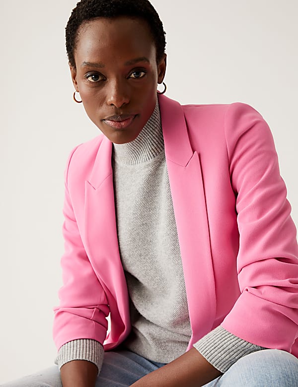 Ruched Sleeve Blazer