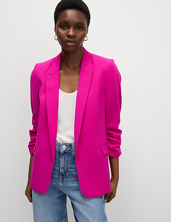 Ruched Sleeve Blazer