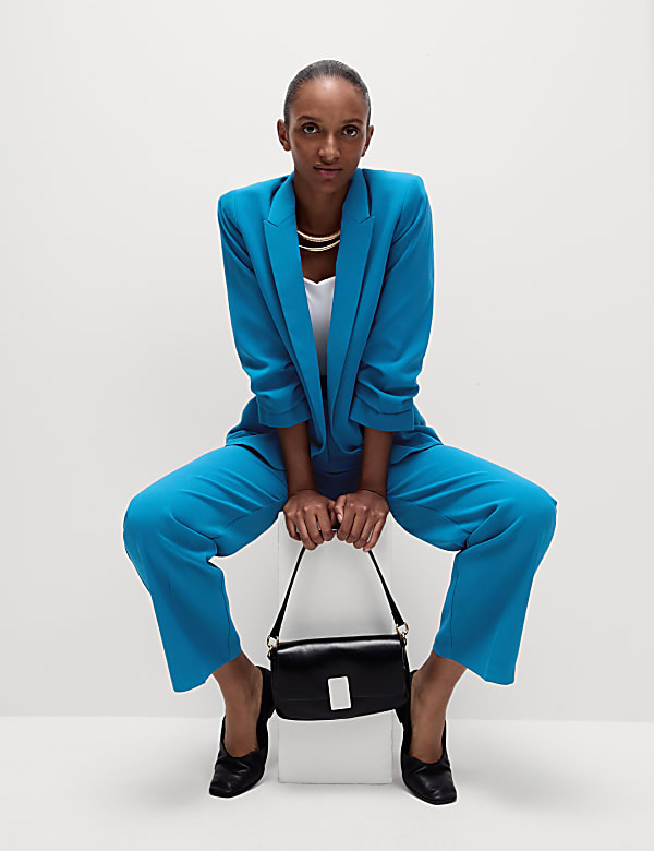 Ruched Sleeve Blazer