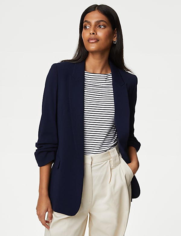 Ruched Sleeve Blazer