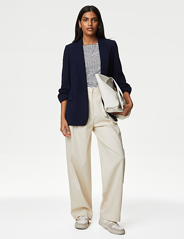 Ruched Sleeve Blazer
