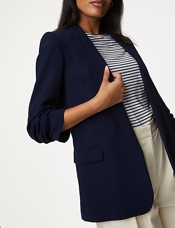 Ruched Sleeve Blazer