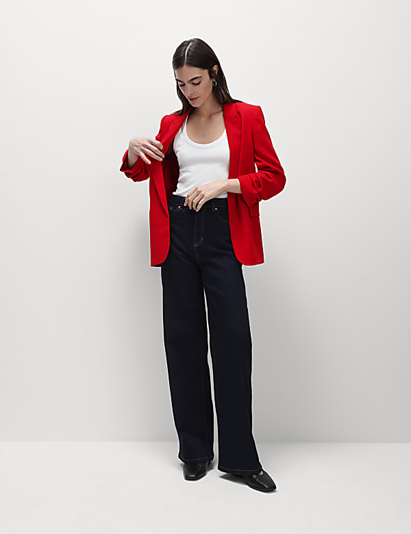 Ruched Sleeve Blazer