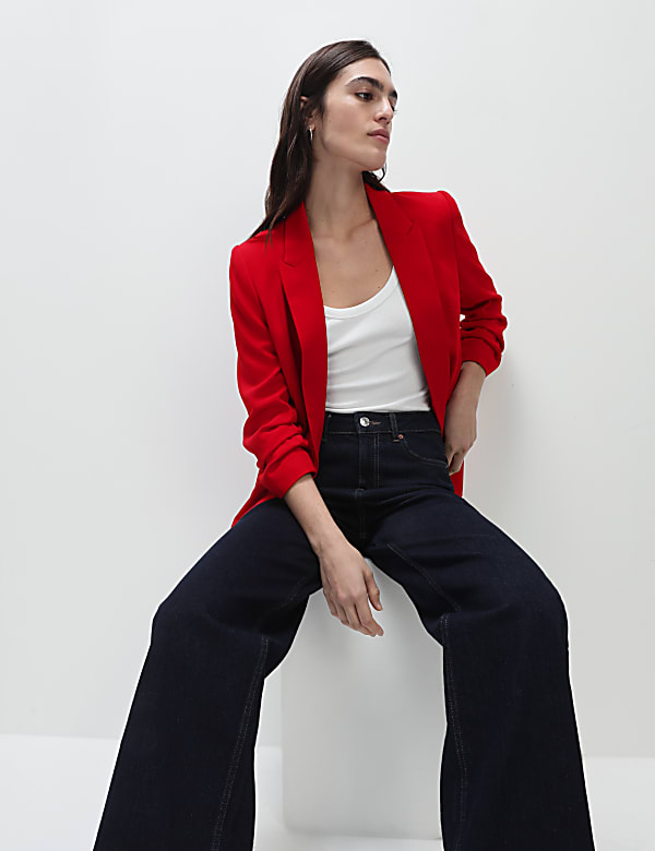 Ruched Sleeve Blazer