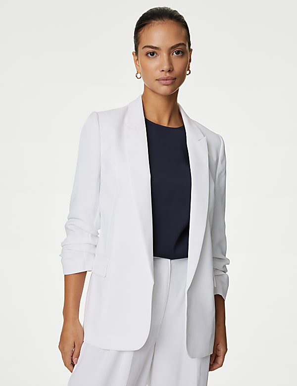 Ruched Sleeve Blazer