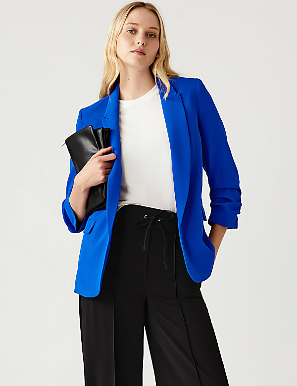 Ruched Sleeve Blazer