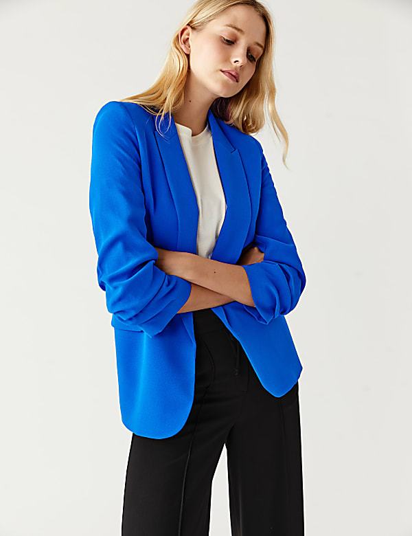 Ruched Sleeve Blazer